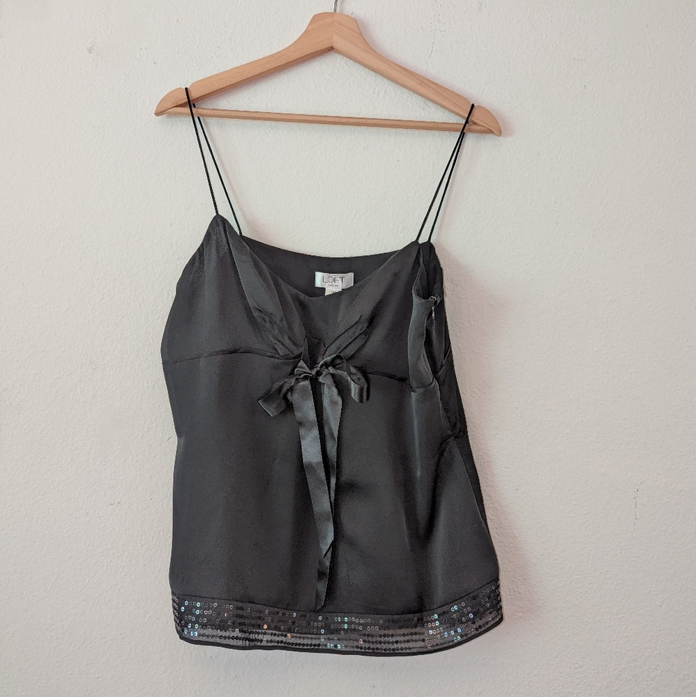 NWT Loft Black Tie Sequin Tank Top